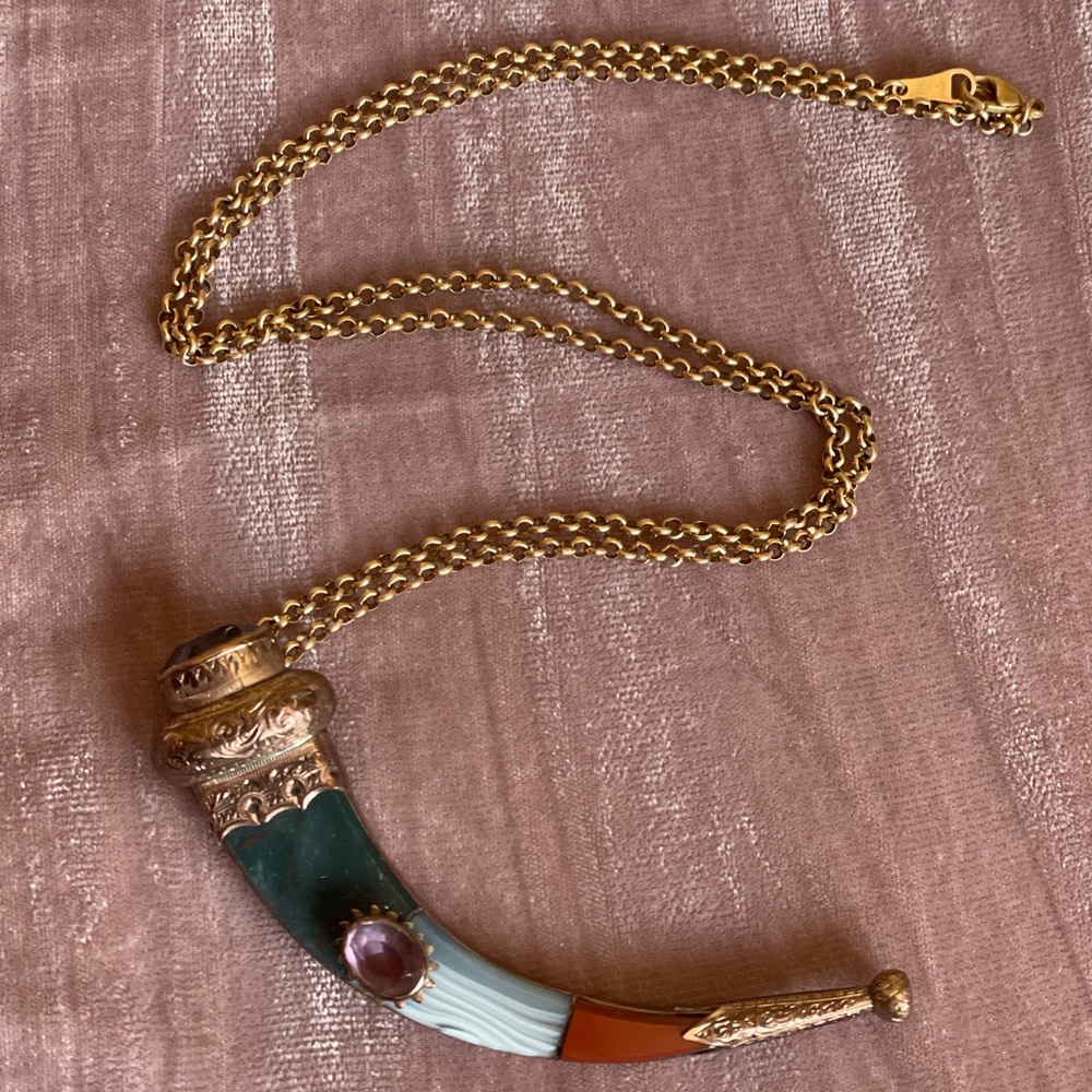 ❤️ VINTAGE (1800s) SCOTTISH Necklace (3 Amethyst stones w/ Rose Gold)